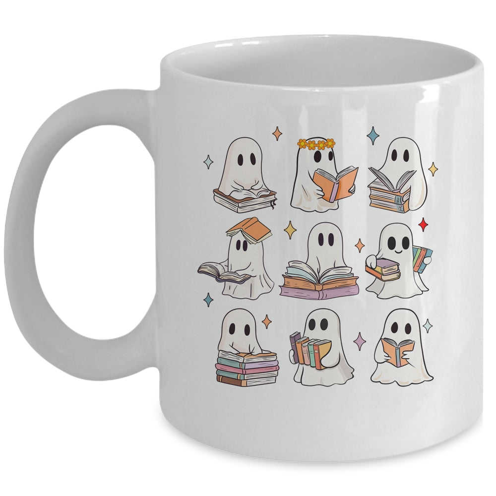 Vintage Halloween Reading Book Ghost Autumn Fall Spooky Mug | teecentury