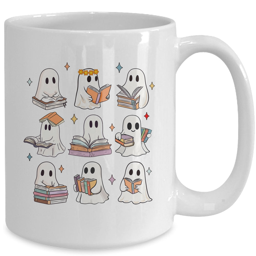 Vintage Halloween Reading Book Ghost Autumn Fall Spooky Mug | teecentury