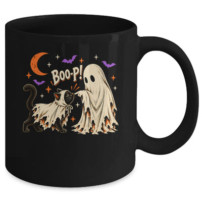 Vintage Halloween Spooky Book Ghost With Black Cat Boo-P Mug | teecentury