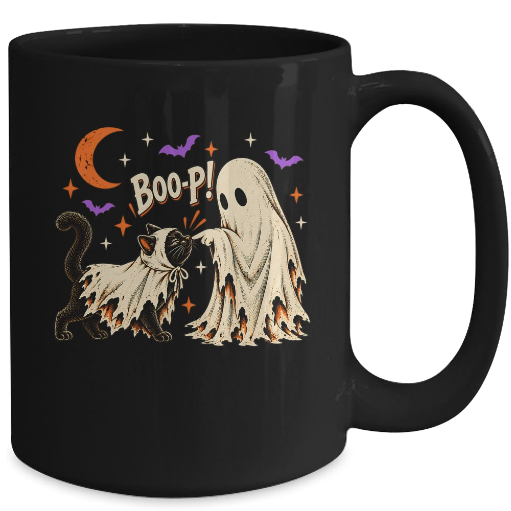 Vintage Halloween Spooky Book Ghost With Black Cat Boo-P Mug | teecentury
