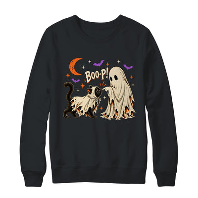 Vintage Halloween Spooky Book Ghost With Black Cat Boo-P Shirt & Sweatshirt | teecentury