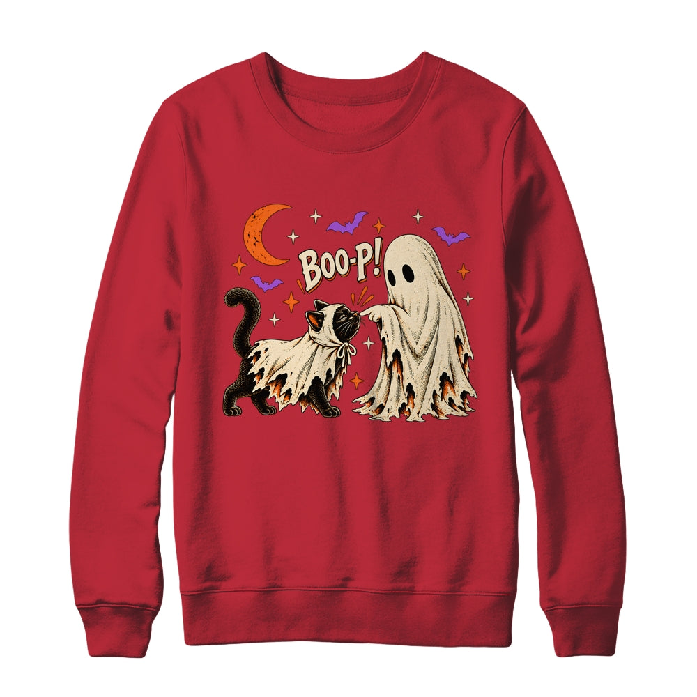 Vintage Halloween Spooky Book Ghost With Black Cat Boo-P Shirt & Sweatshirt | teecentury
