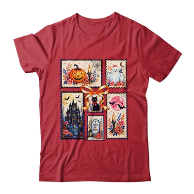 Vintage Halloween Stamp Pumpkin Ghost Black Cat House Floral Shirt & Hoodie | teecentury