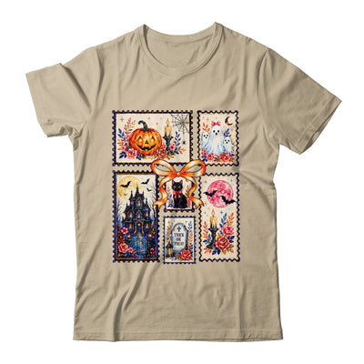 Vintage Halloween Stamp Pumpkin Ghost Black Cat House Floral Shirt & Hoodie | teecentury