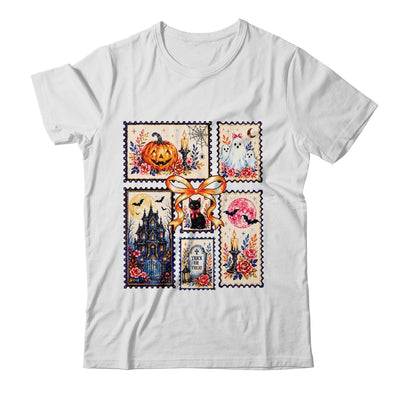 Vintage Halloween Stamp Pumpkin Ghost Black Cat House Floral Shirt & Hoodie | teecentury