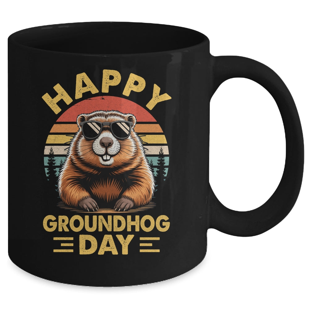 Vintage Happy Groundhog Day Animal Lover Men Women Boy Girl Mug | teecentury