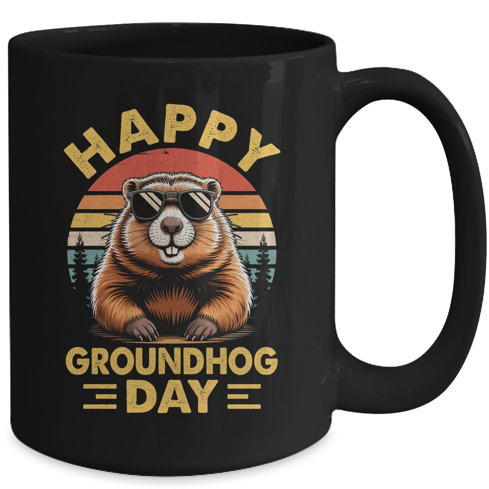 Vintage Happy Groundhog Day Animal Lover Men Women Boy Girl Mug | teecentury