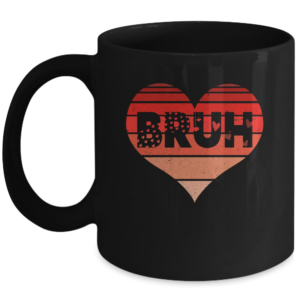 Vintage Heart Bruh Valentines Day Boys Mens Kids Funny Mug | teecentury