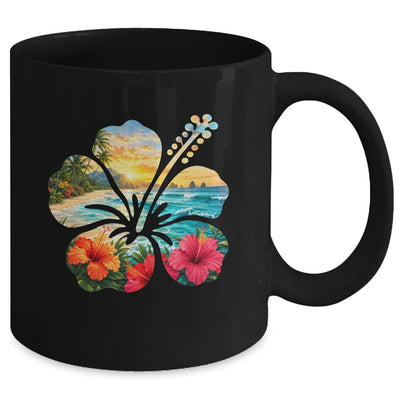 Vintage Hibiscus Flower Beach Summer Aloha Hawaiian Vacation Mug | teecentury