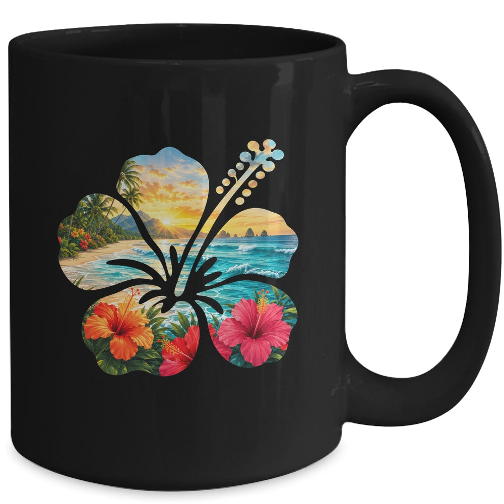 Vintage Hibiscus Flower Beach Summer Aloha Hawaiian Vacation Mug | teecentury