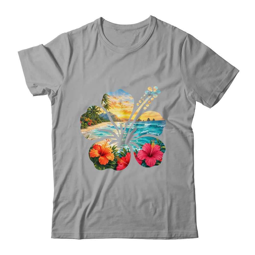 Vintage Hibiscus Flower Beach Summer Aloha Hawaiian Vacation Shirt & Tank Top | teecentury