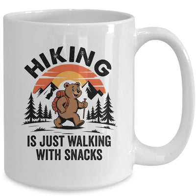 Vintage Hiking Is Just Walking With Snacks Bear Funny Hiking Mug | teecentury
