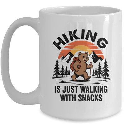 Vintage Hiking Is Just Walking With Snacks Bear Funny Hiking Mug | teecentury