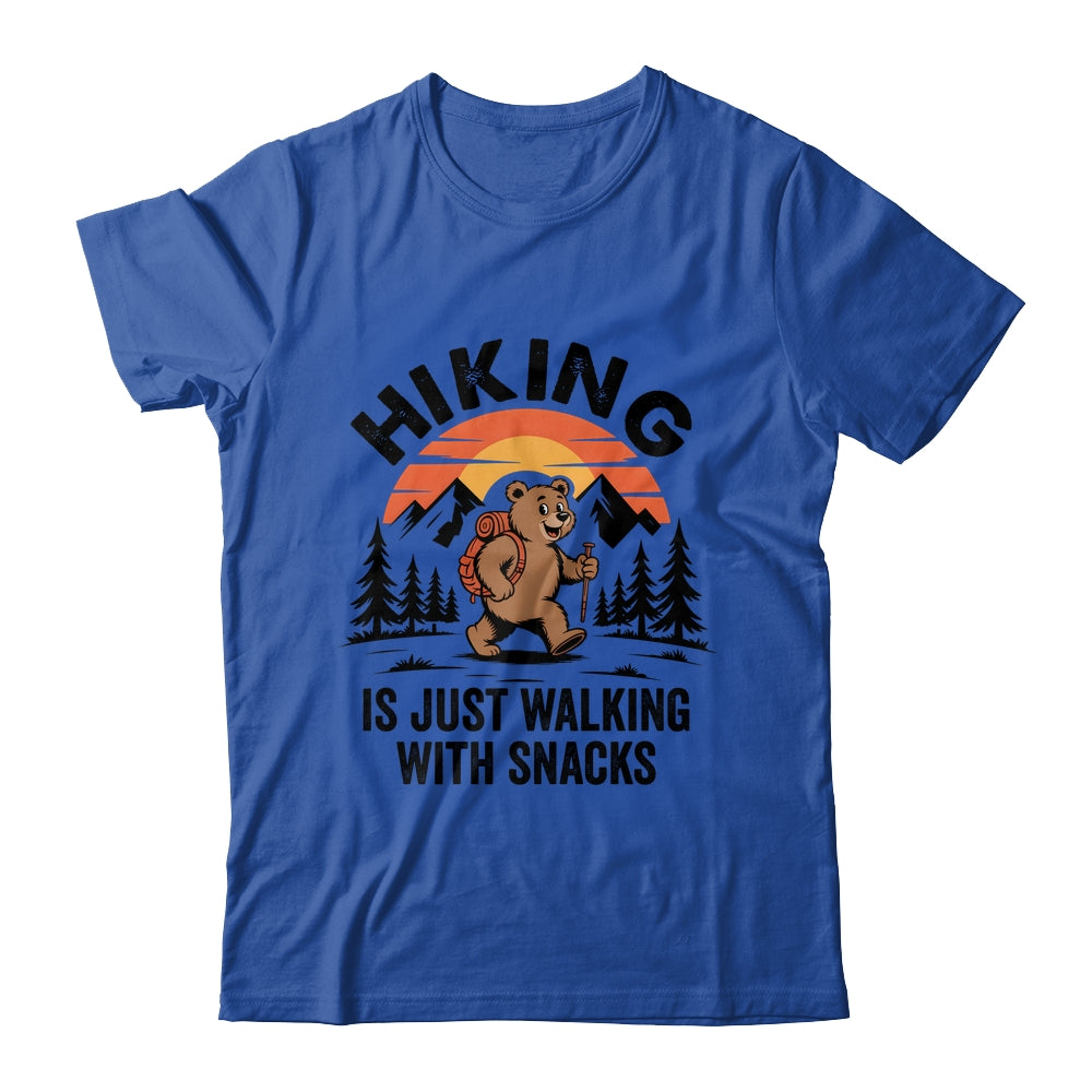 Vintage Hiking Is Just Walking With Snacks Bear Funny Hiking Shirt & Tank Top | teecentury
