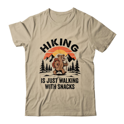 Vintage Hiking Is Just Walking With Snacks Bear Funny Hiking Shirt & Tank Top | teecentury