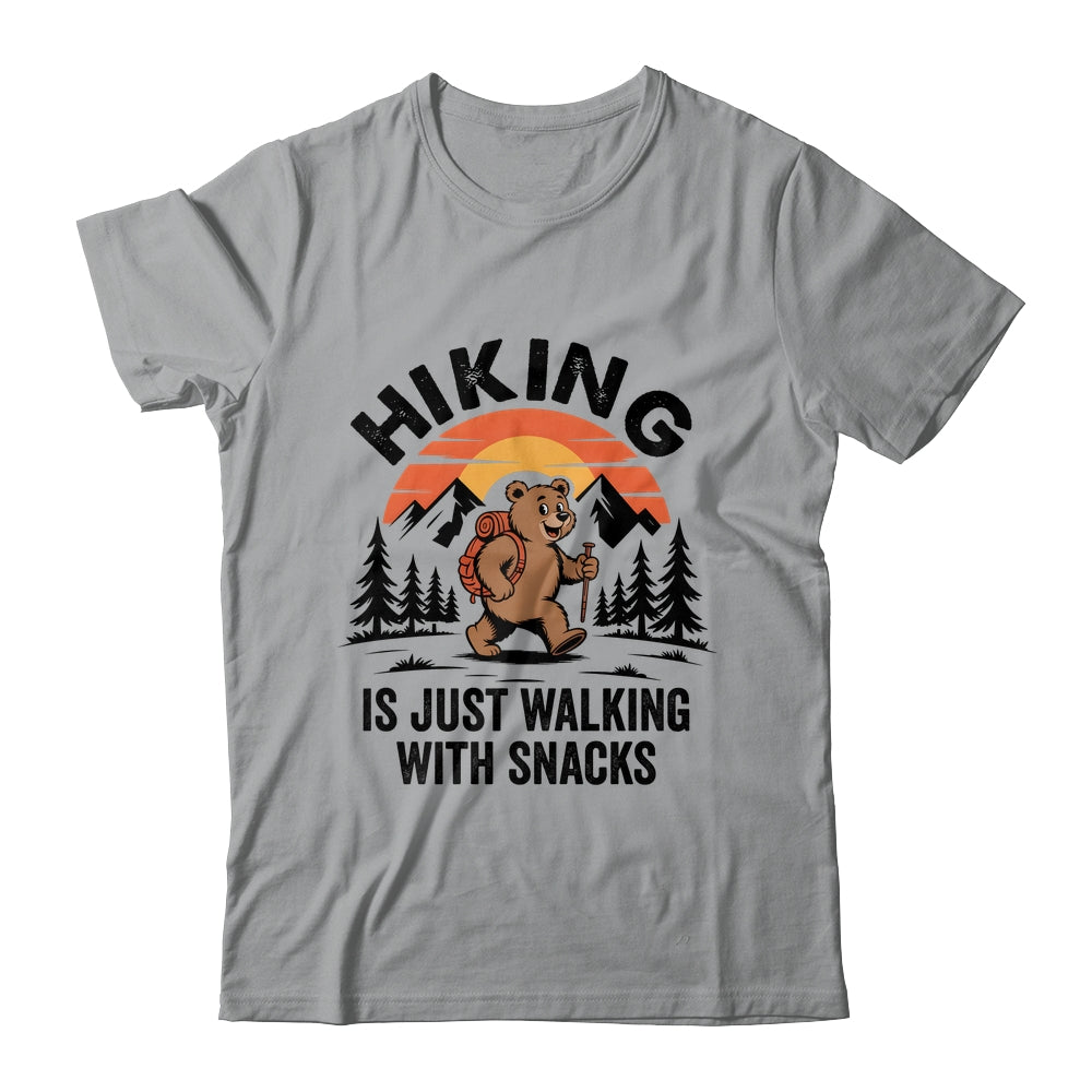 Vintage Hiking Is Just Walking With Snacks Bear Funny Hiking Shirt & Tank Top | teecentury