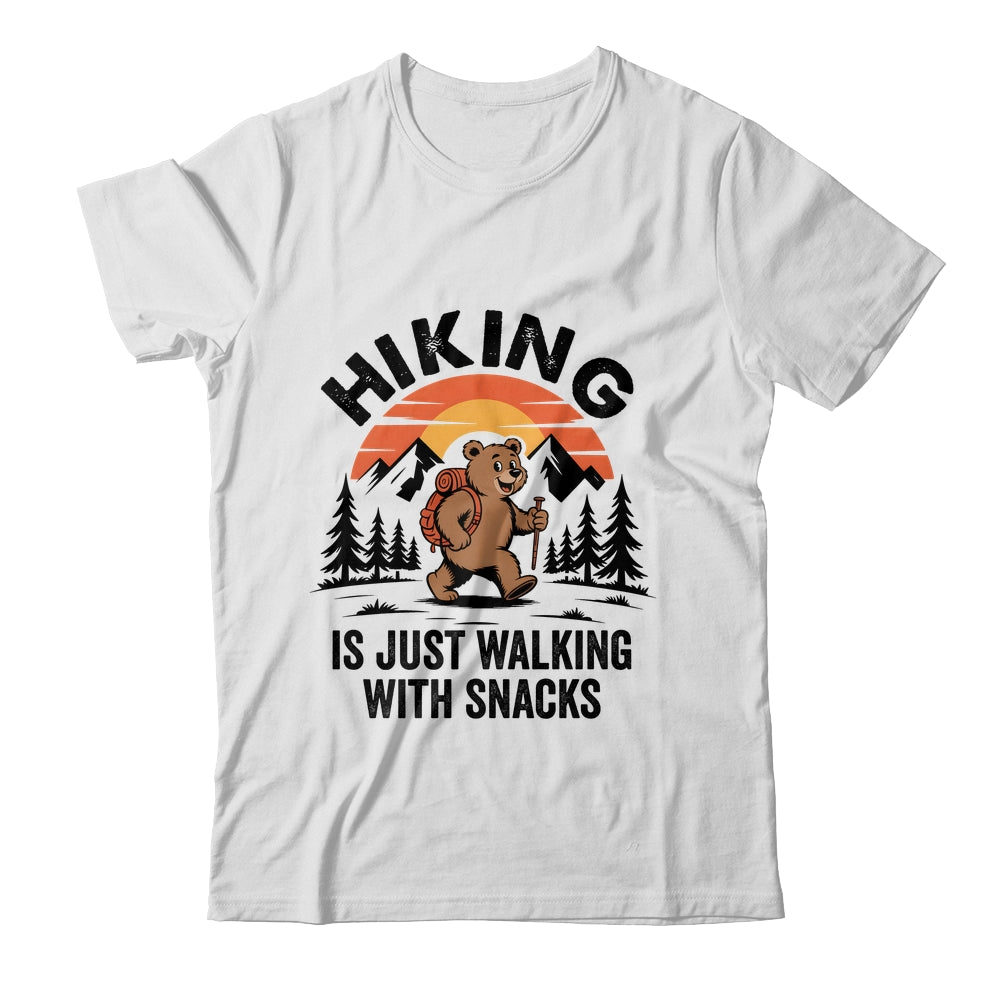 Vintage Hiking Is Just Walking With Snacks Bear Funny Hiking Shirt & Tank Top | teecentury