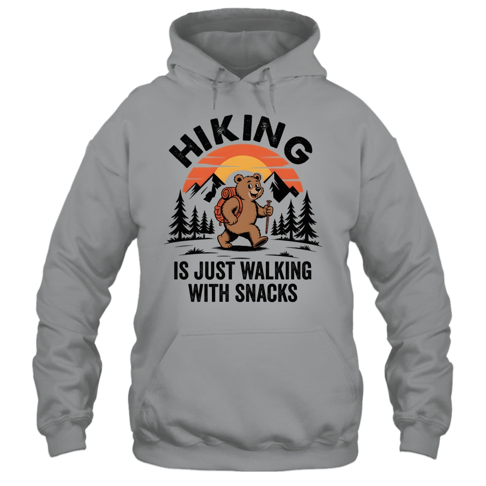 Vintage Hiking Is Just Walking With Snacks Bear Funny Hiking Shirt & Tank Top | teecentury