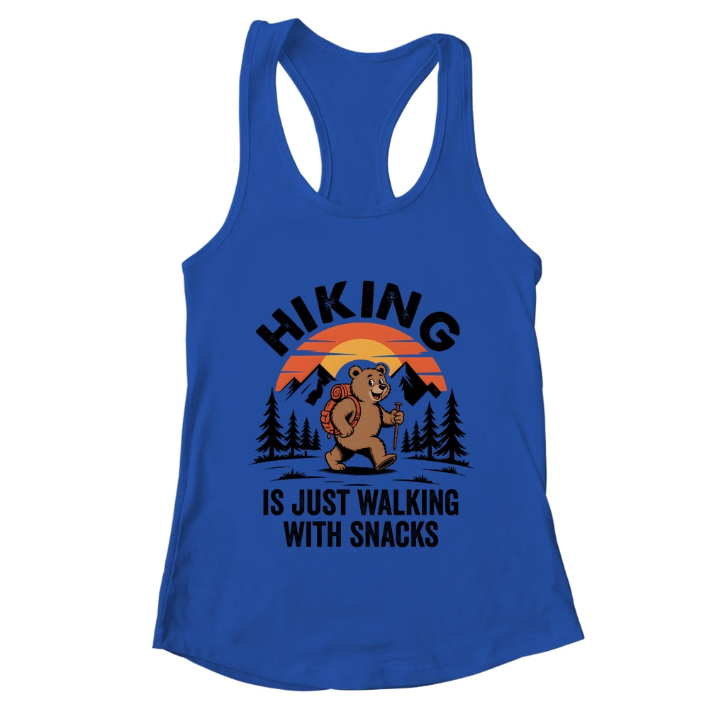 Vintage Hiking Is Just Walking With Snacks Bear Funny Hiking Shirt & Tank Top | teecentury