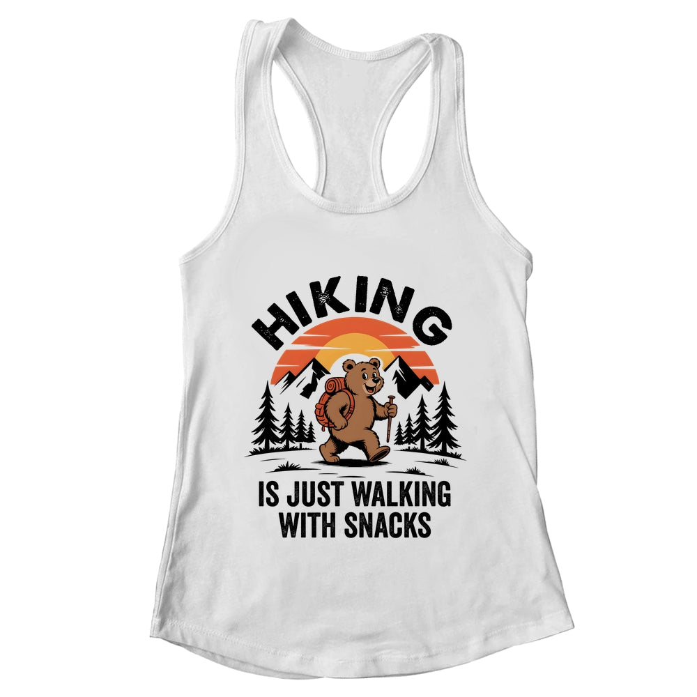 Vintage Hiking Is Just Walking With Snacks Bear Funny Hiking Shirt & Tank Top | teecentury