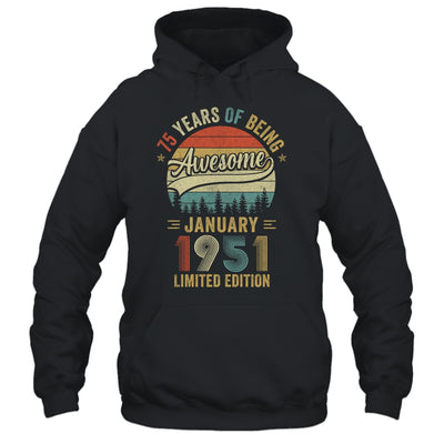 Vintage January 1951 75 Years Old 75th Birthday Men Women Shirt & Hoodie | teecentury