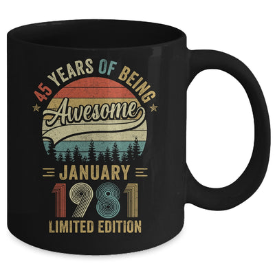 Vintage January 1981 45 Years Old 45th Birthday Men Women Mug | teecentury