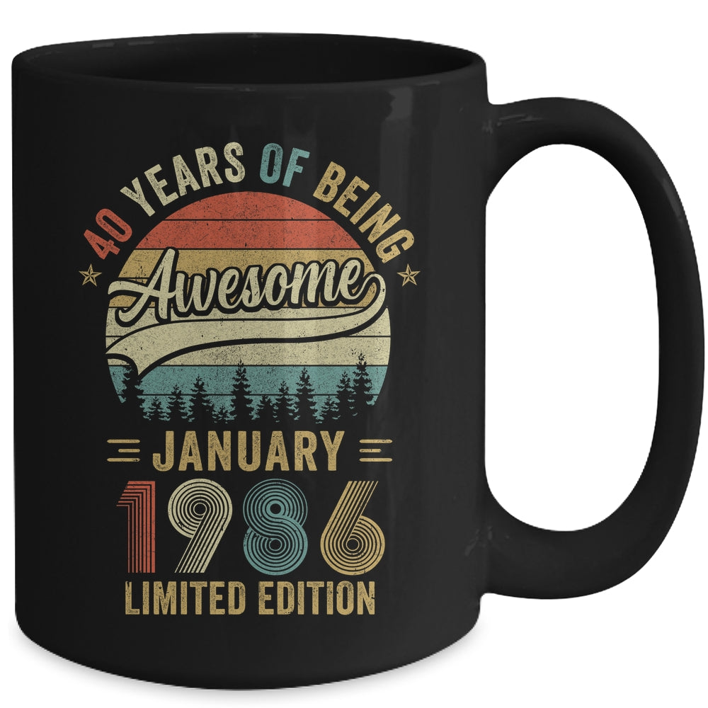 Vintage January 1986 40 Years Old 40th Birthday Men Women Mug | teecentury