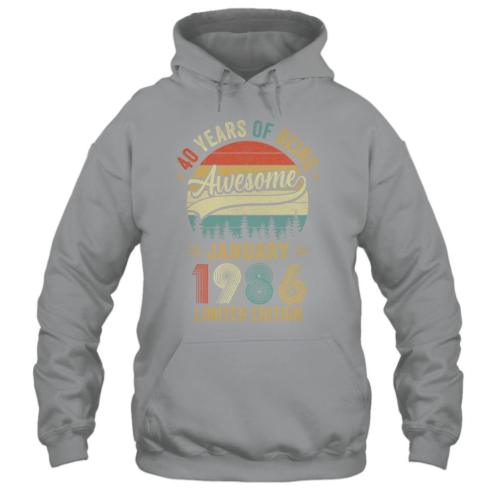 Vintage January 1986 40 Years Old 40th Birthday Men Women Shirt & Hoodie | teecentury