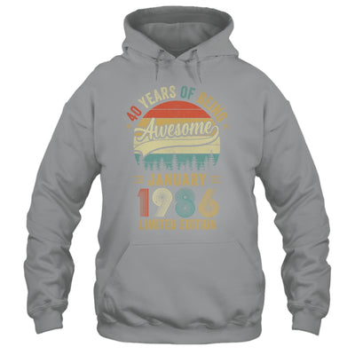 Vintage January 1986 40 Years Old 40th Birthday Men Women Shirt & Hoodie | teecentury