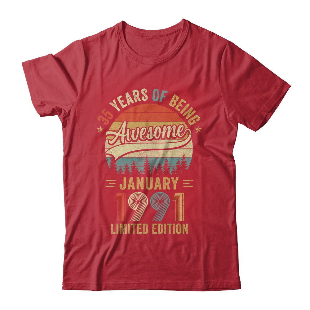 Vintage January 1991 35 Years Old 35th Birthday Men Women Shirt & Hoodie | teecentury