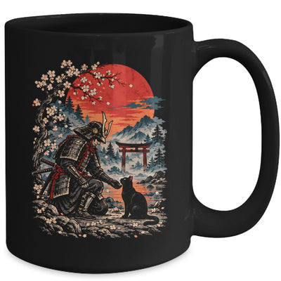 Vintage Japanese Art Samurai Warrior Black Cat Men Women Mug | teecentury