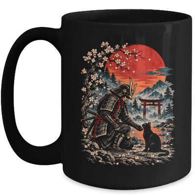Vintage Japanese Art Samurai Warrior Black Cat Men Women Mug | teecentury