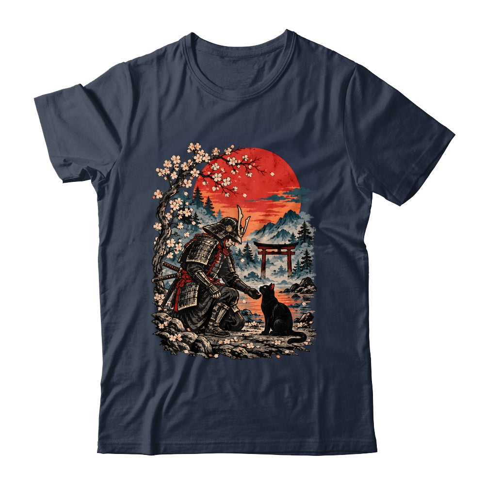 Vintage Japanese Art Samurai Warrior Black Cat Men Women Shirt & Hoodie | teecentury