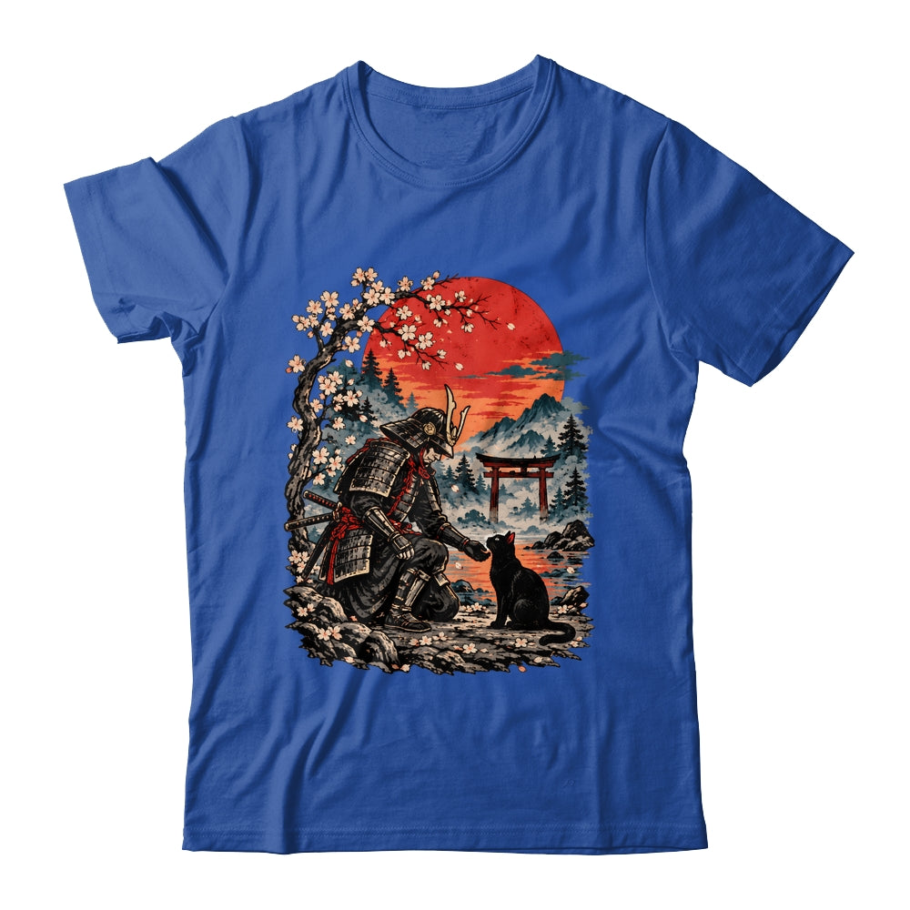 Vintage Japanese Art Samurai Warrior Black Cat Men Women Shirt & Hoodie | teecentury