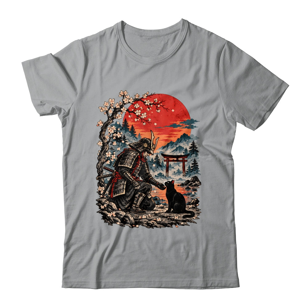 Vintage Japanese Art Samurai Warrior Black Cat Men Women Shirt & Hoodie | teecentury