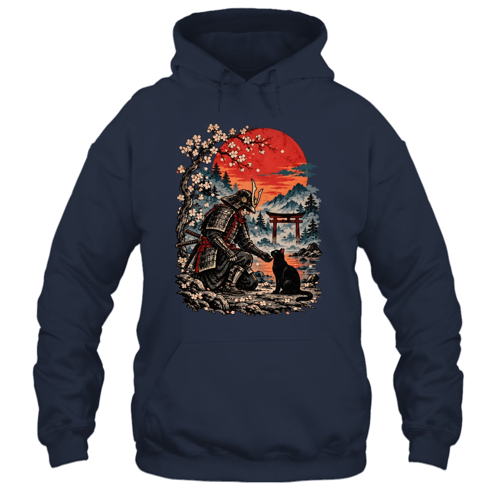 Vintage Japanese Art Samurai Warrior Black Cat Men Women Shirt & Hoodie | teecentury