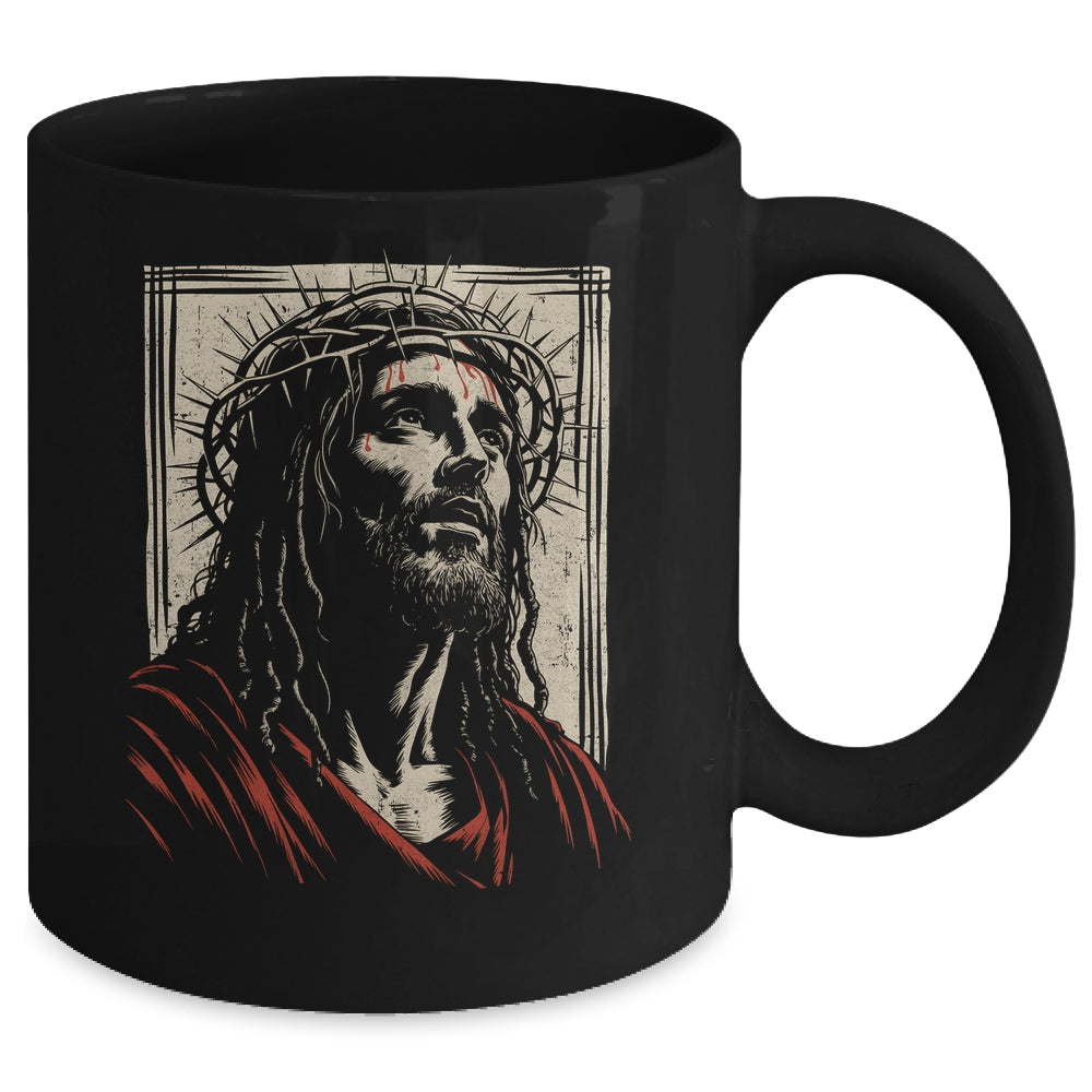 Vintage Jesus Crown Of Thorns Christian For Men Women Kids Mug | teecentury