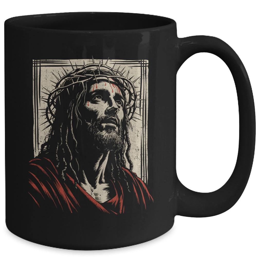 Vintage Jesus Crown Of Thorns Christian For Men Women Kids Mug | teecentury