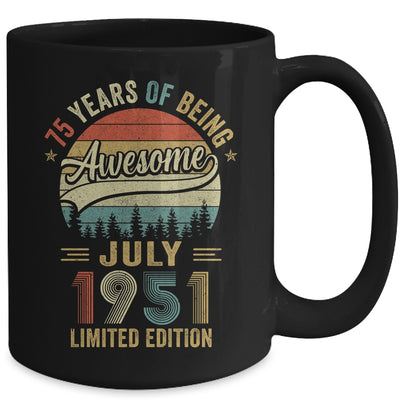 Vintage July 1951 75 Years Old 75th Birthday Men Women Mug | teecentury