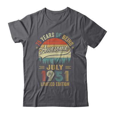 Vintage July 1951 75 Years Old 75th Birthday Men Women Shirt & Hoodie | teecentury