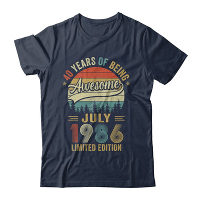 Vintage July 1986 40 Years Old 40th Birthday Men Women Shirt & Hoodie | teecentury