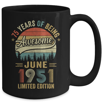 Vintage June 1951 75 Years Old 75th Birthday Men Women Mug | teecentury