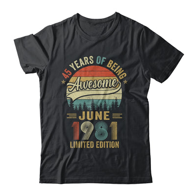 Vintage June 1981 45 Years Old 45th Birthday Men Women Shirt & Hoodie | teecentury