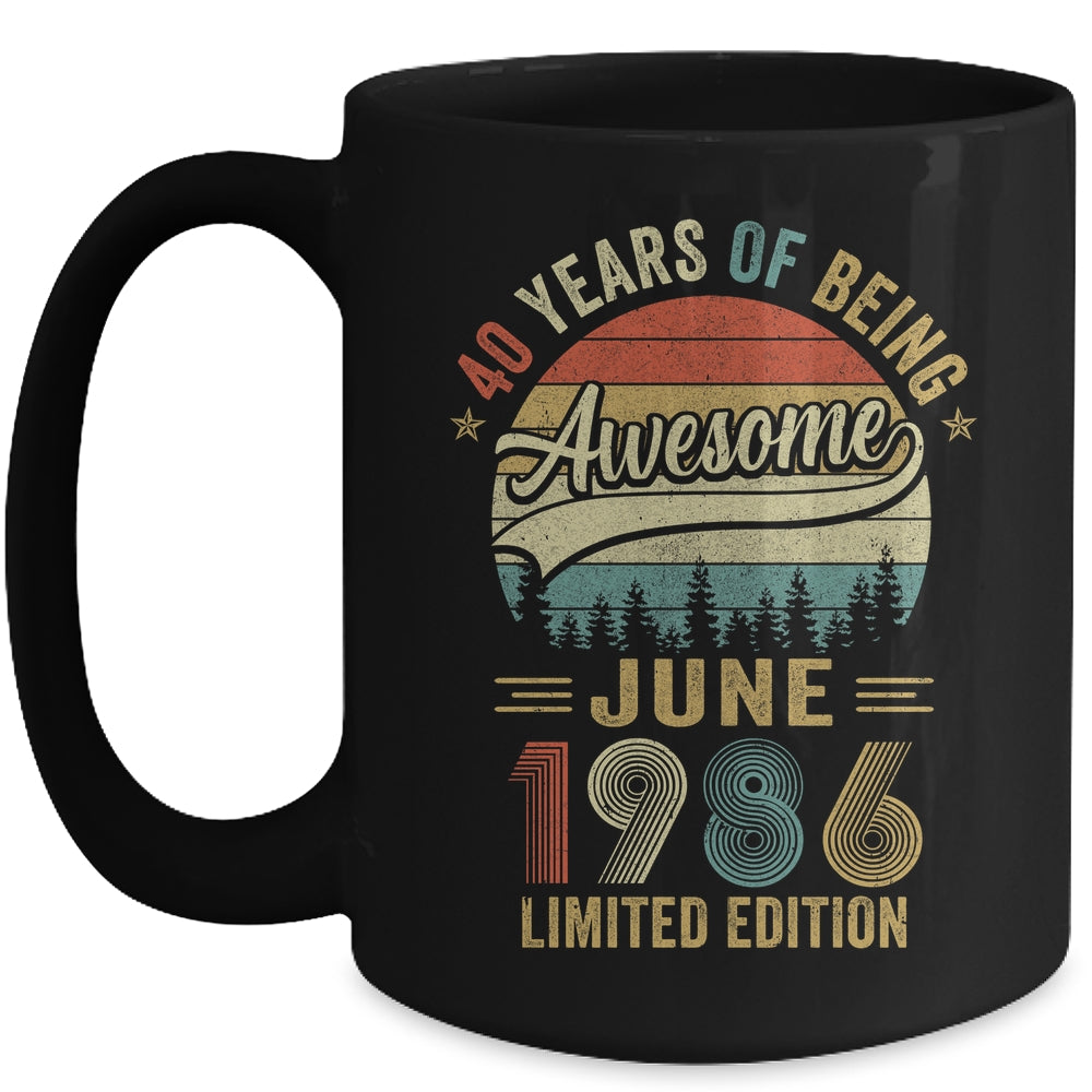 Vintage June 1986 40 Years Old 40th Birthday Men Women Mug | teecentury