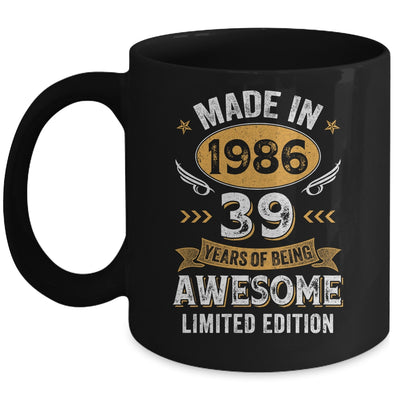 Vintage Made In 1986 39 Years Old 39th Birthday Men Women Mug | teecentury