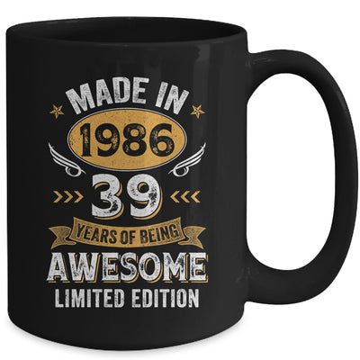 Vintage Made In 1986 39 Years Old 39th Birthday Men Women Mug | teecentury