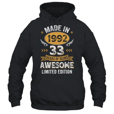 Vintage Made In 1992 33 Years Old 33rd Birthday Men Women Shirt & Hoodie | teecentury