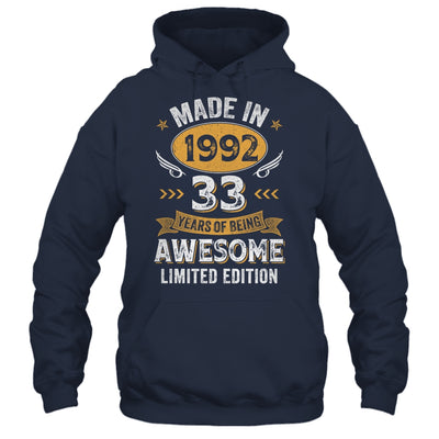 Vintage Made In 1992 33 Years Old 33rd Birthday Men Women Shirt & Hoodie | teecentury