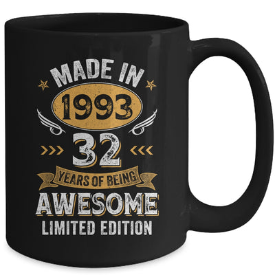Vintage Made In 1993 32 Years Old 32nd Birthday Men Women Mug | teecentury