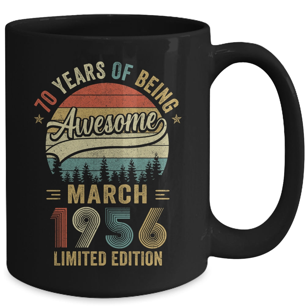 Vintage March 1956 70 Years Old 70th Birthday Men Women Mug | teecentury